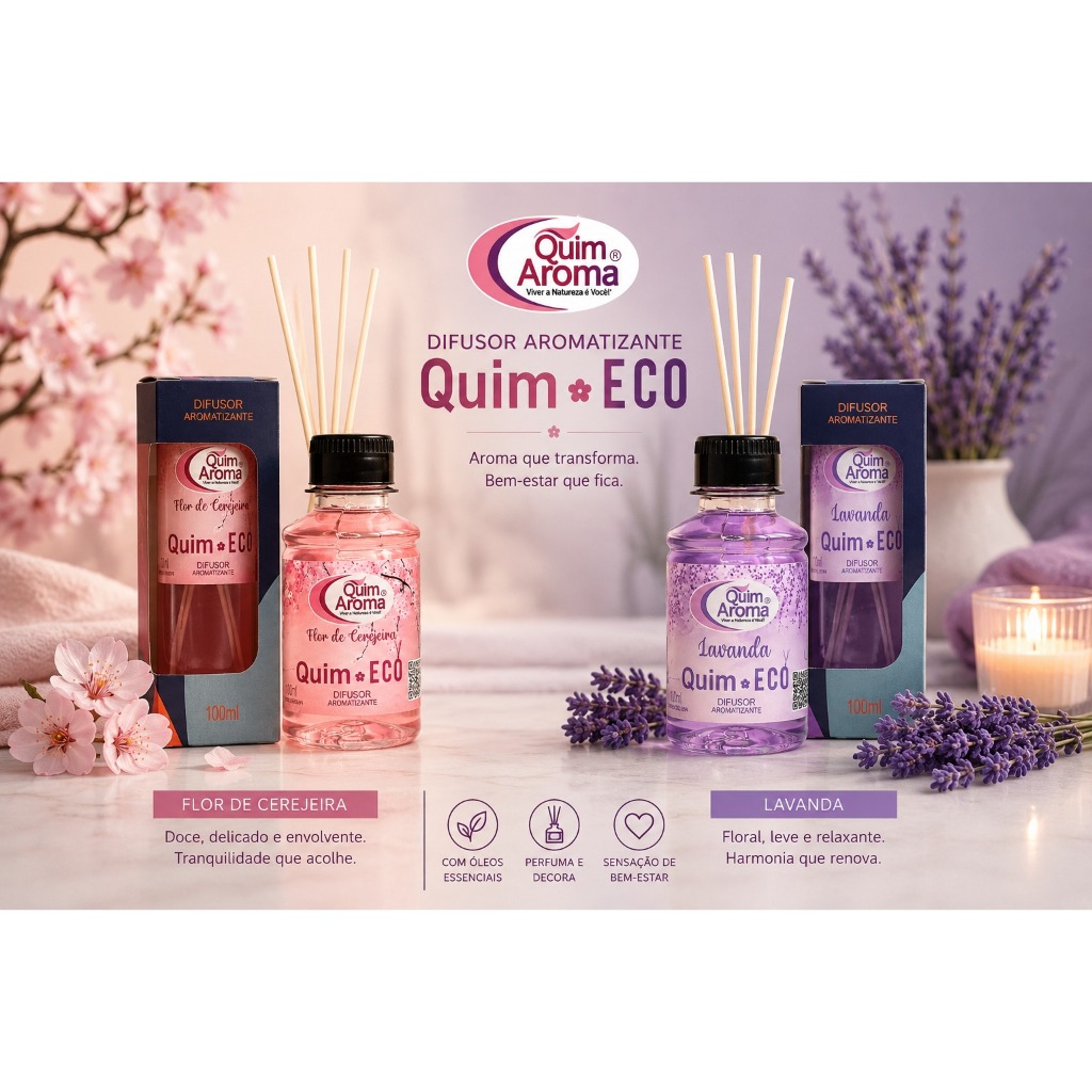 Difusor de Aromas Lavanda ou Flor de Cerejeira Aromatizador de Ambiente Varetas Perfumadas Relaxante