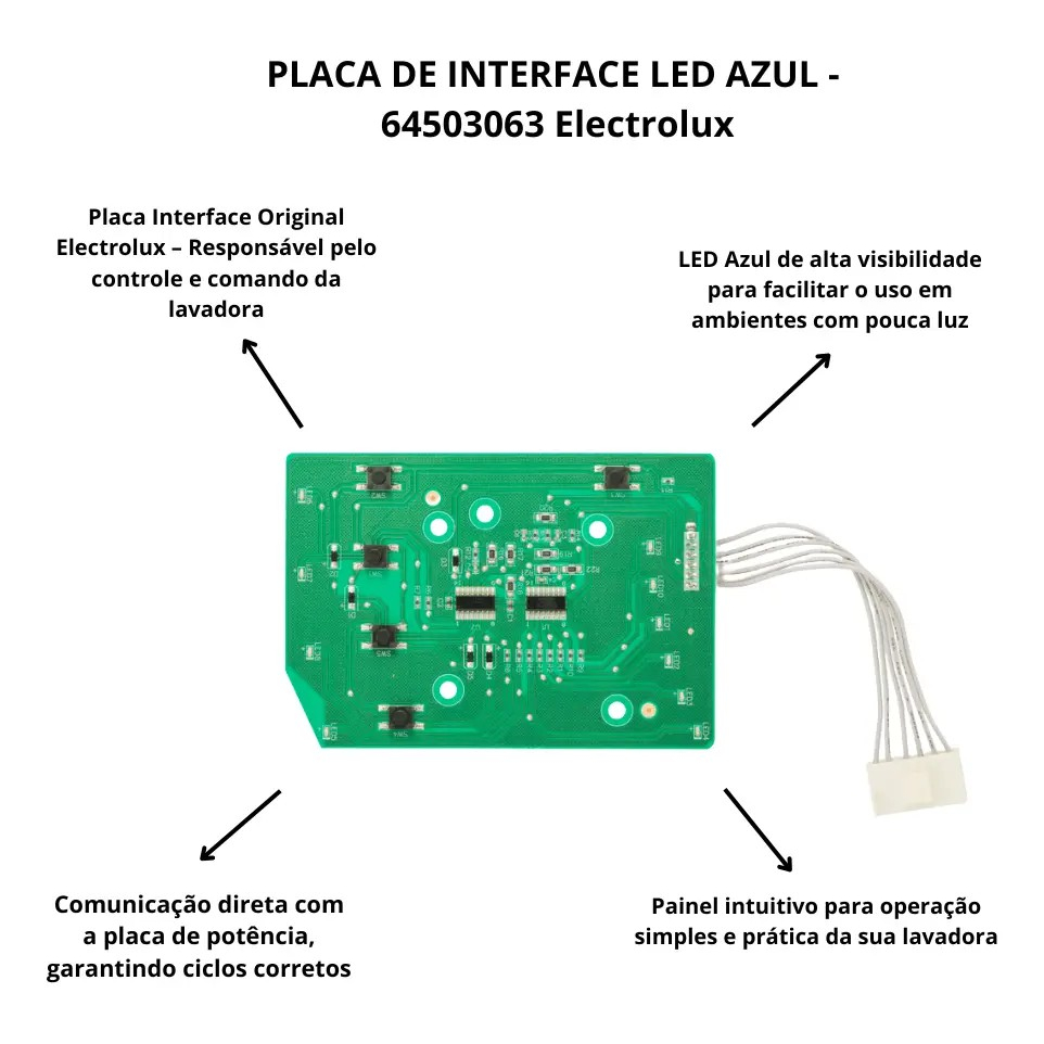 Placa Interface Electrolux Lavadora LAC09 LAC11 LAC12 LAC13 LES15 LT10B LT12B LTD09 LTD11 LTD15