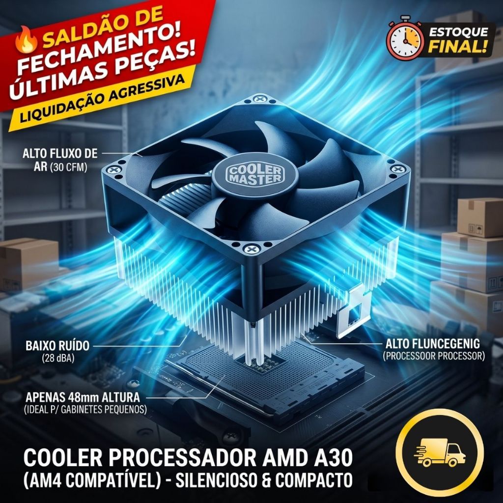 Cooler Para CPU AMD Ultra Fino Baixo Ruído A30 Dissipador de Calor Processador AMD AM4 AM3 AM2 FM2+