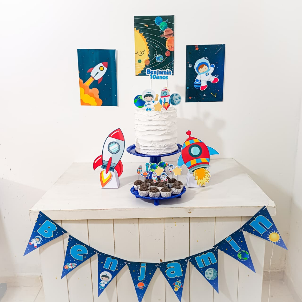 Kit Festa Astronauta Personalizado Só Um Bolinho Festa em Casa Aniversário Infantil adulto Mesversário  lembrancinha