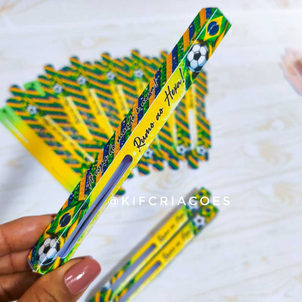 50/24/12 lembracinhas | Caixa para caneta | Mimo Copa do Mundo / Brasil | Mimos Clientes