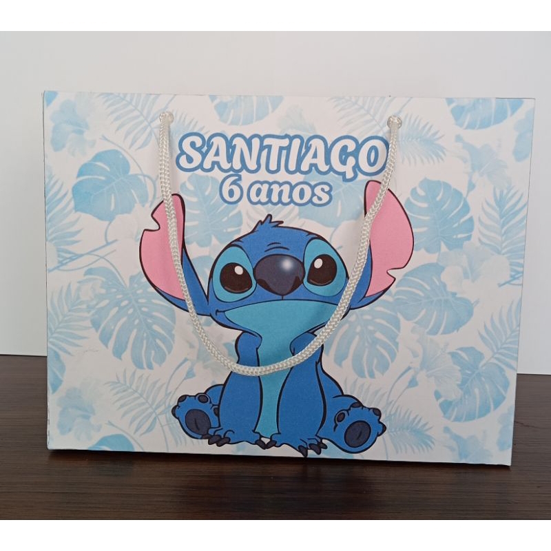 Sacolinha Personalizada Stitch menino | Lembrancinha Aniversário Infantil | Kit 10,20,30 unidades