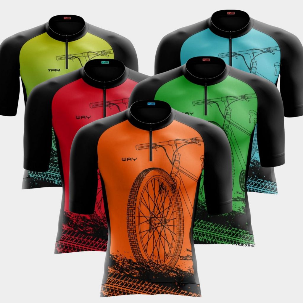 Camisa de Ciclismo Masculina Bike Roda Ciclismo Pedal Várias Cores