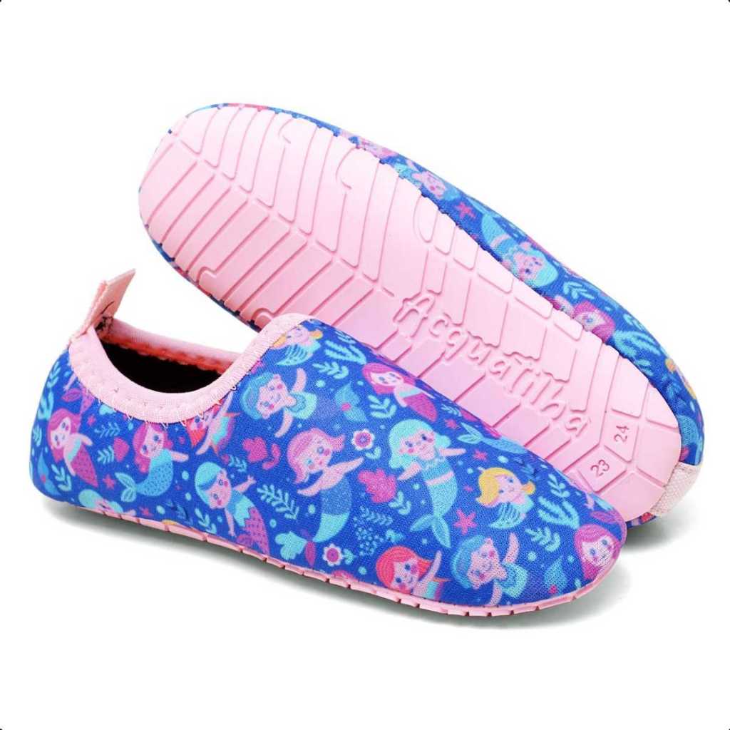 Sapatilha Sereia Antiderrapante Neoprene Sapato Aquático De Criança Infantil Calce Fácil