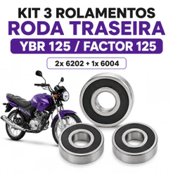 Kit 3 Rolamentos Roda Traseira YBR 125 Factor 125