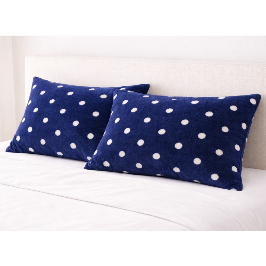 Kit 2 Fronhas Flannel Poá Fleece Plush Macia Quente Inverno Aveludado Antialérgica Capa Travesseiros