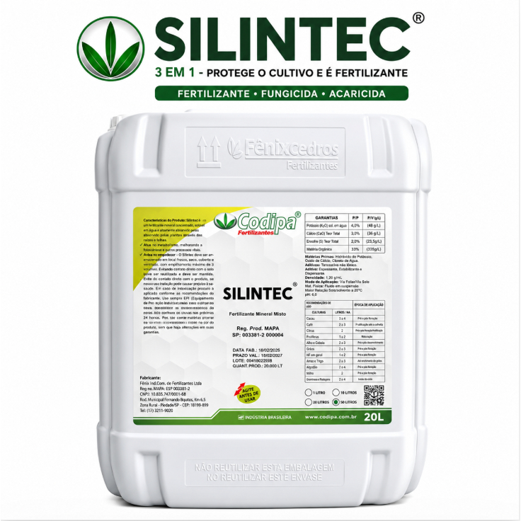 Fertilizante Silintec Acaricida, Bactericida e fungicida 4 em 1 Completo 20 Litros