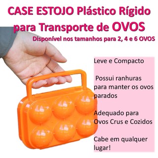 Case Protetora Para 06 Ovos Em Plástico Resistente Com Trava Para Camping Viagem E Lazer