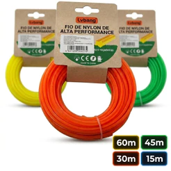 Kit Fio Nylon 3mm Roçadeira Cortador Grama Aparador Resistente 60m 45m 30m 15m Universal Sortido