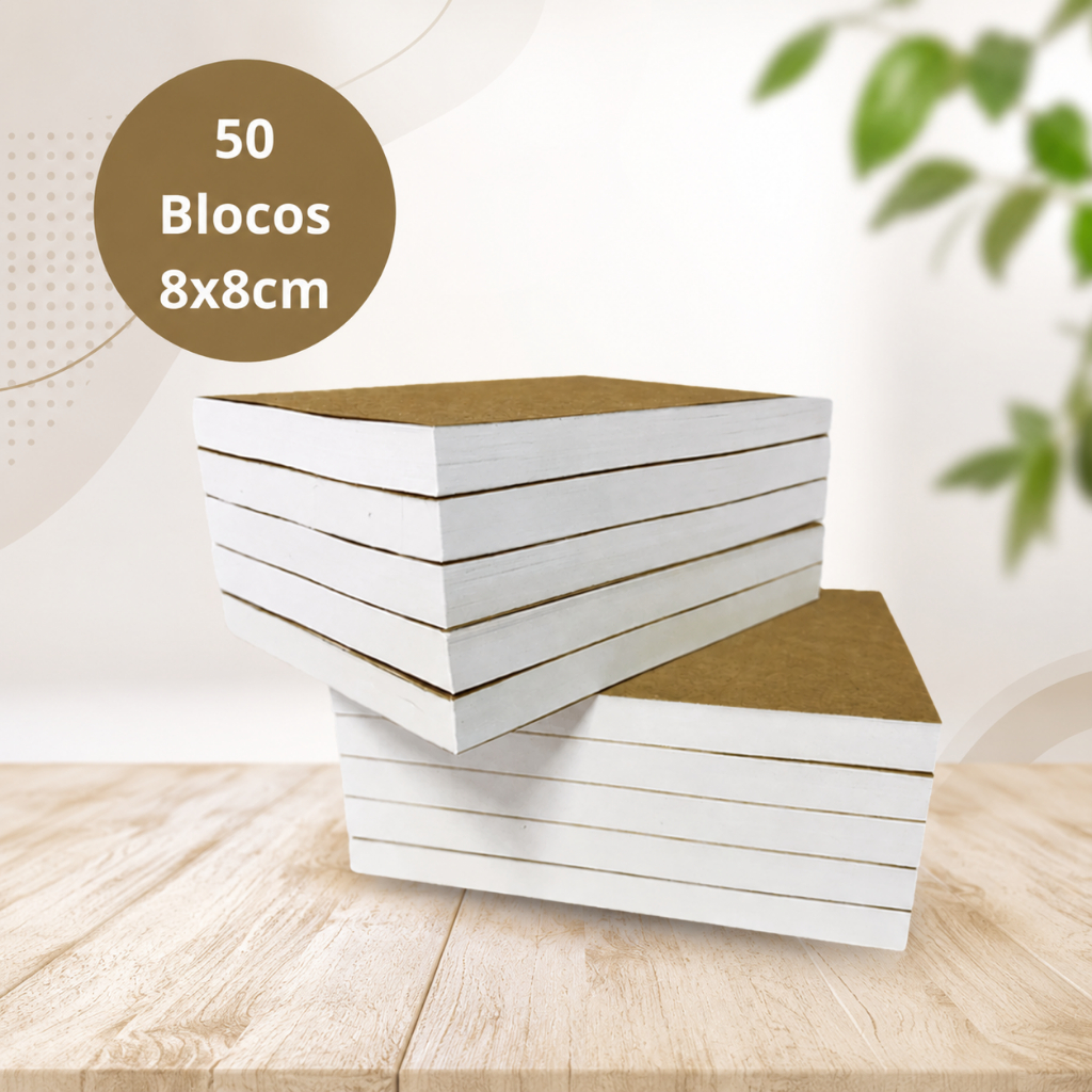Blocos de 100 folhas 8x8cm sem impressão comanda anotação rascunho