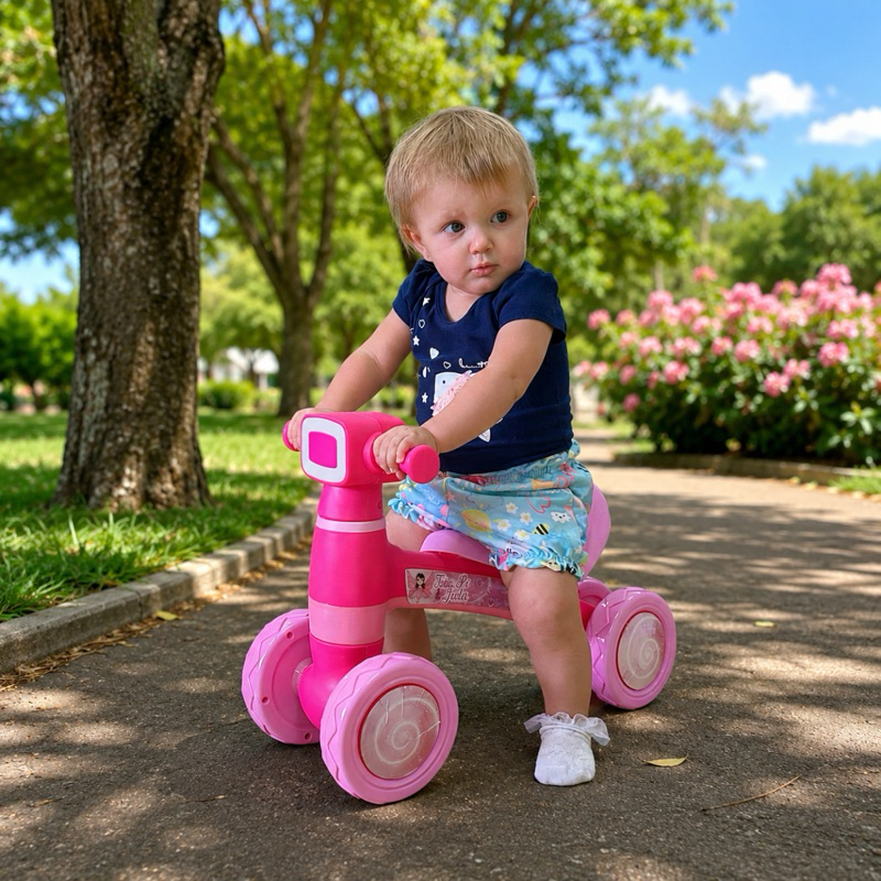 Bicicleta Equilíbrio Infantil Andador Sem Pedal 4 Rodas Bebê Criança Motoca Toka Pé Kendy