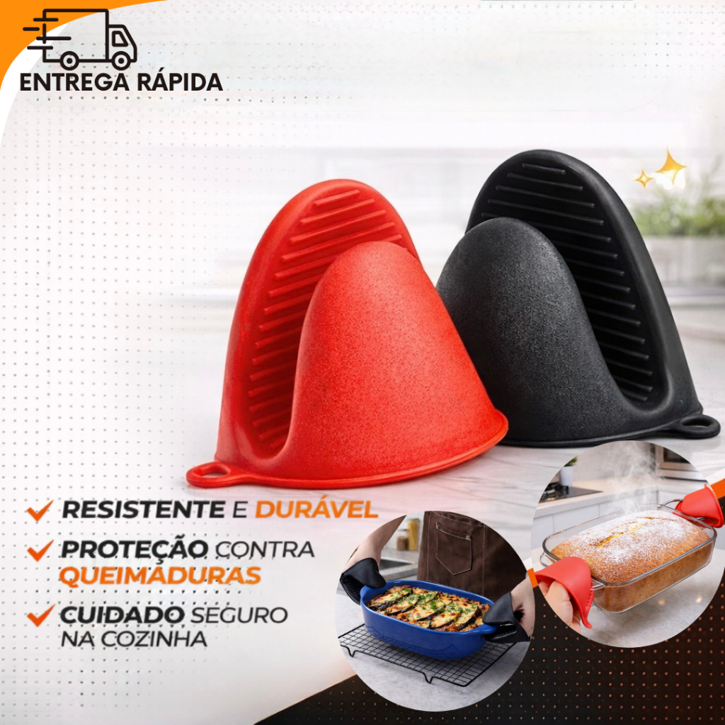Luva Térmica de Silicone Bico de Pato Antiderrapante para Uso Diário