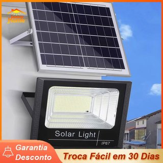 1000w Refletor Solar Led Holofote Placa Bateria Prova Dágua Preto Iluminação Ambientes Externos