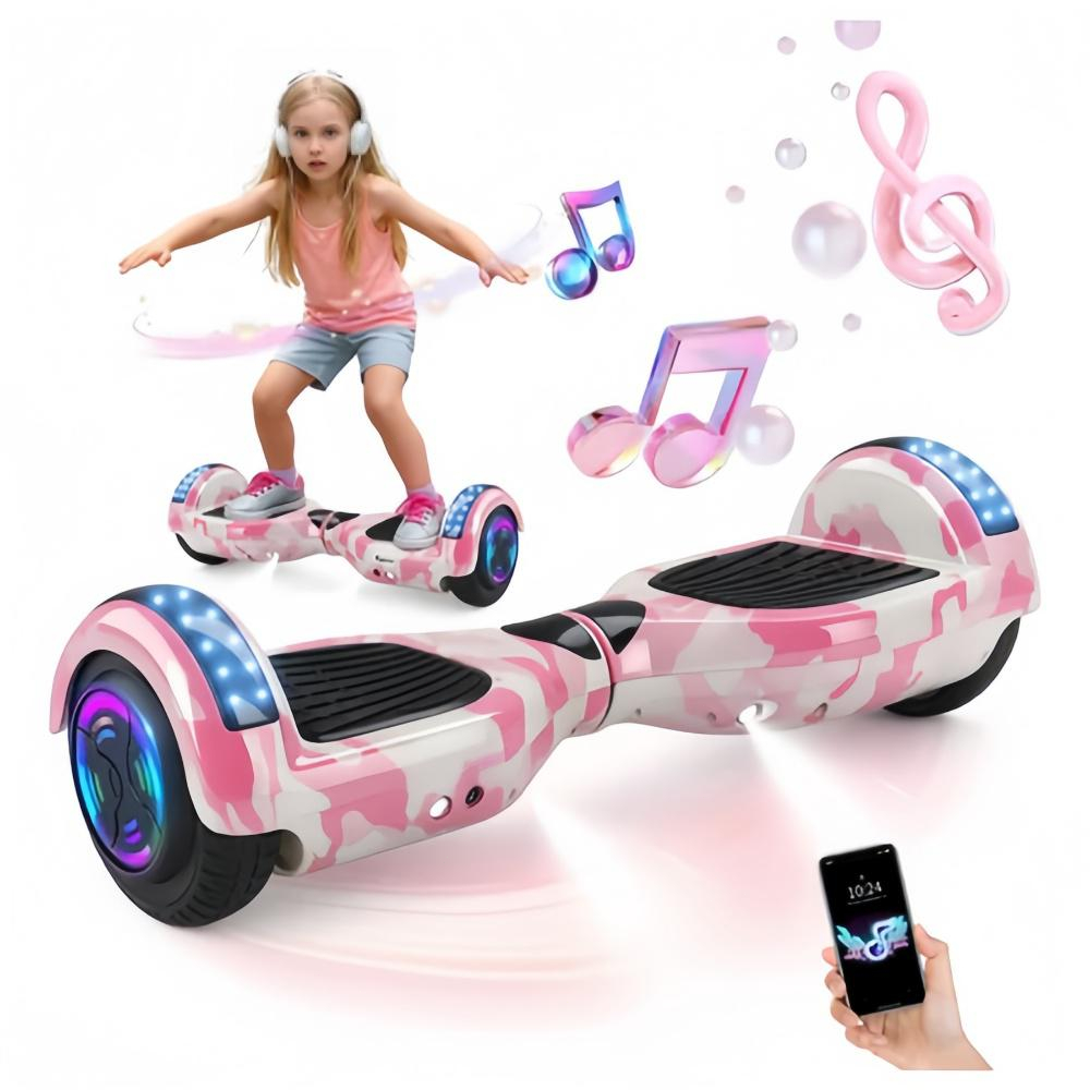 O Rei do Passeio! Hoverboard 6.5" com LED, Bluetooth,Segurança UL2272 + Caixa de Som Imersiva 🔥P10