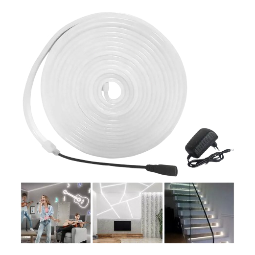 Superbaixos Preço 10m Neon LED Strip Com Fonte De Alimentação 240 LEDs Iluminação Flexível De Silicone