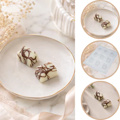1~10 Forma Simples Bombom Retângulo Médio Blister 9455 - (A8) em Acetato BWB Para Doces de Chocolate. (CHOCO)