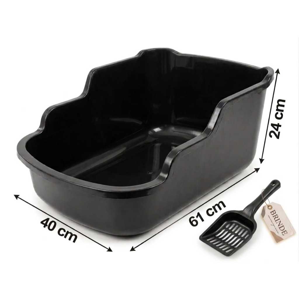 Caixa de Areia Elegance para Gatos pet com Bordas Altas Gigante 61x40x24cm Varias Cores