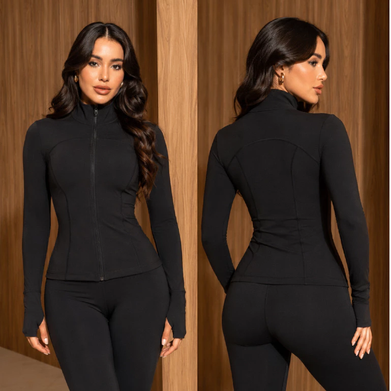 Jaqueta Fitness Feminina Modeladora Manga Longa Academia Slim Com Zíper Roupa Fitness Feminina — imagem 1