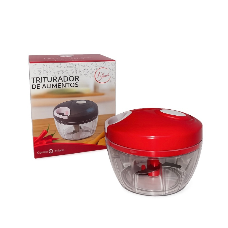 Triturador De Alimentos Manual 3 Lâminas Portátil Processador De Legumes Alho Cebola Verduras Cozinha 500ml