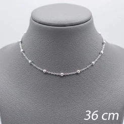 INOX - Choker em Aço Inox na Cor Prata - Corrente de Bolinhas - Vários Tamanhos - Fecho Lagosta