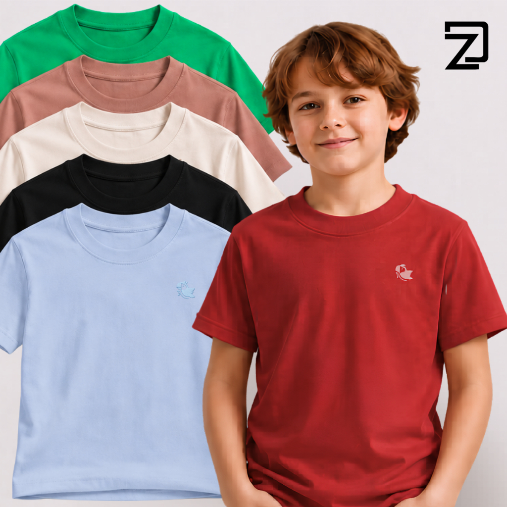 Kit 5 Camisetas Infantil Básica Lisa