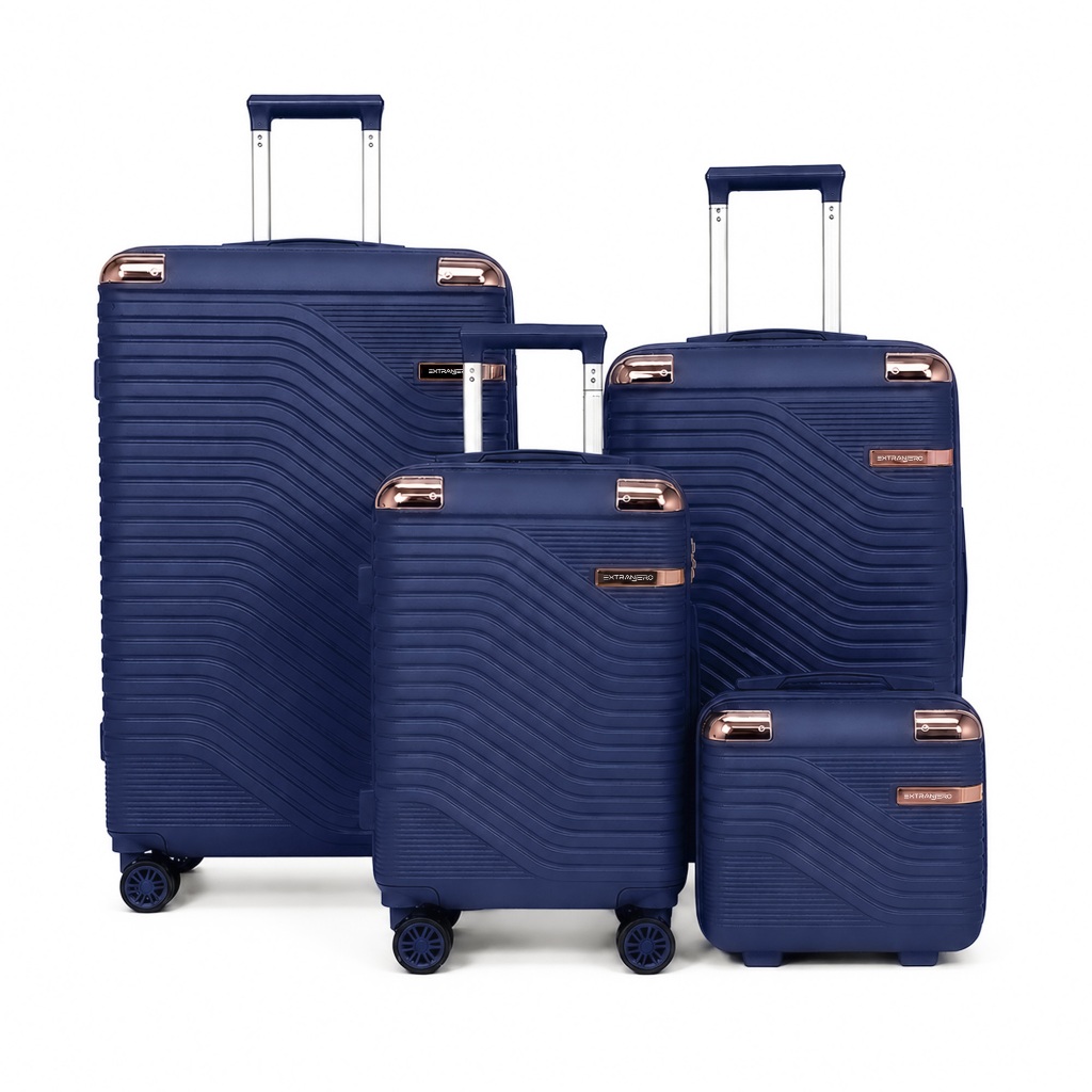 Kit 3 Malas de Viagem Resistente P/M/G + Frasqueira ABS Rodinhas 360