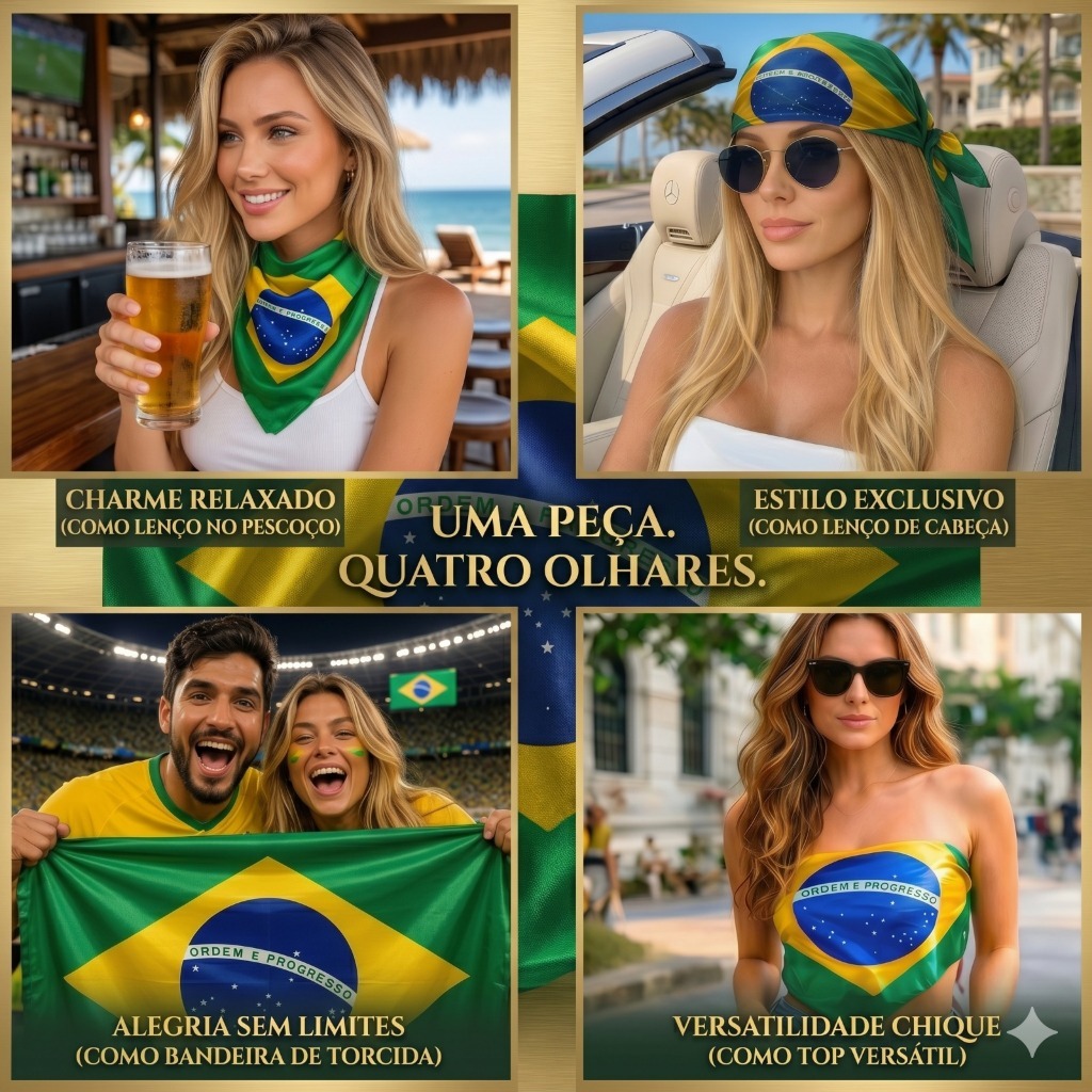 Bandeira do Brasil Lenço Bandeira Torcida Estádio Acessório Tendência Unissex