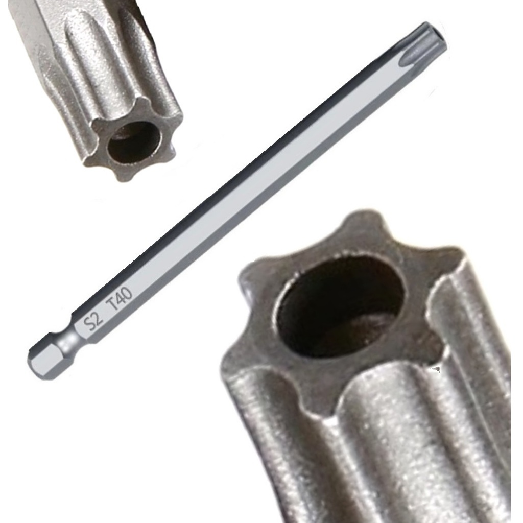 Pontas Bits Torx Furo Guia Longo T40 100mm P/ Parafusadeiras