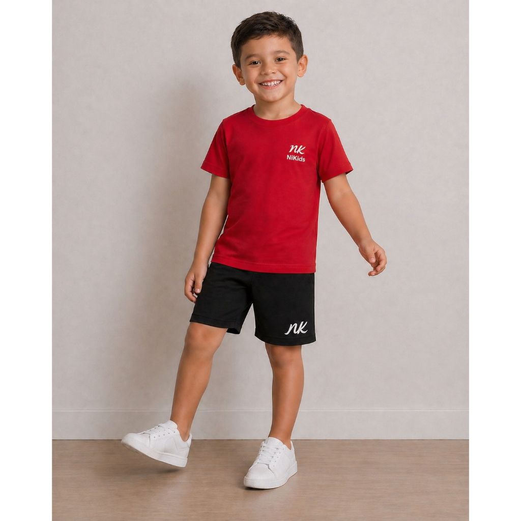 Conjunto Infantil menino kit camisa de manga e Bermuda verão
