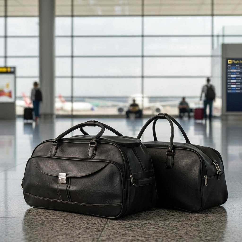 Kit Mala de viagem grande + Bolsa Mala de mão Pequena em couro sintético