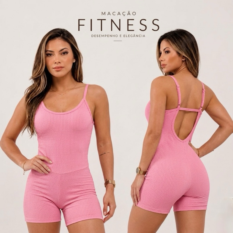 Macaquinho Fitness Feminino Canelado Zero Transparência Alça Ajustável Academia Ginástica