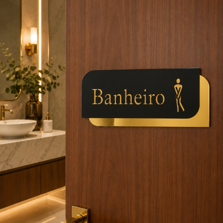 Placa banheiro duplo acrílico - Plaquinha decorativa para banheiro - plaquinha de sinalização - Placa em acrílico — imagem 2 de 2