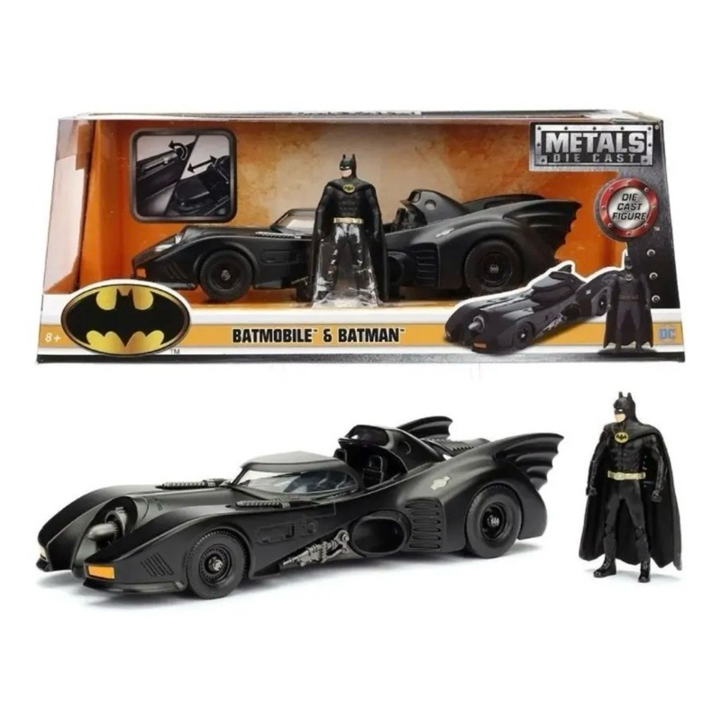 Miniatura Jada Toys - Batmóvel 1989 com Figura do Batman Metal escala 1/24