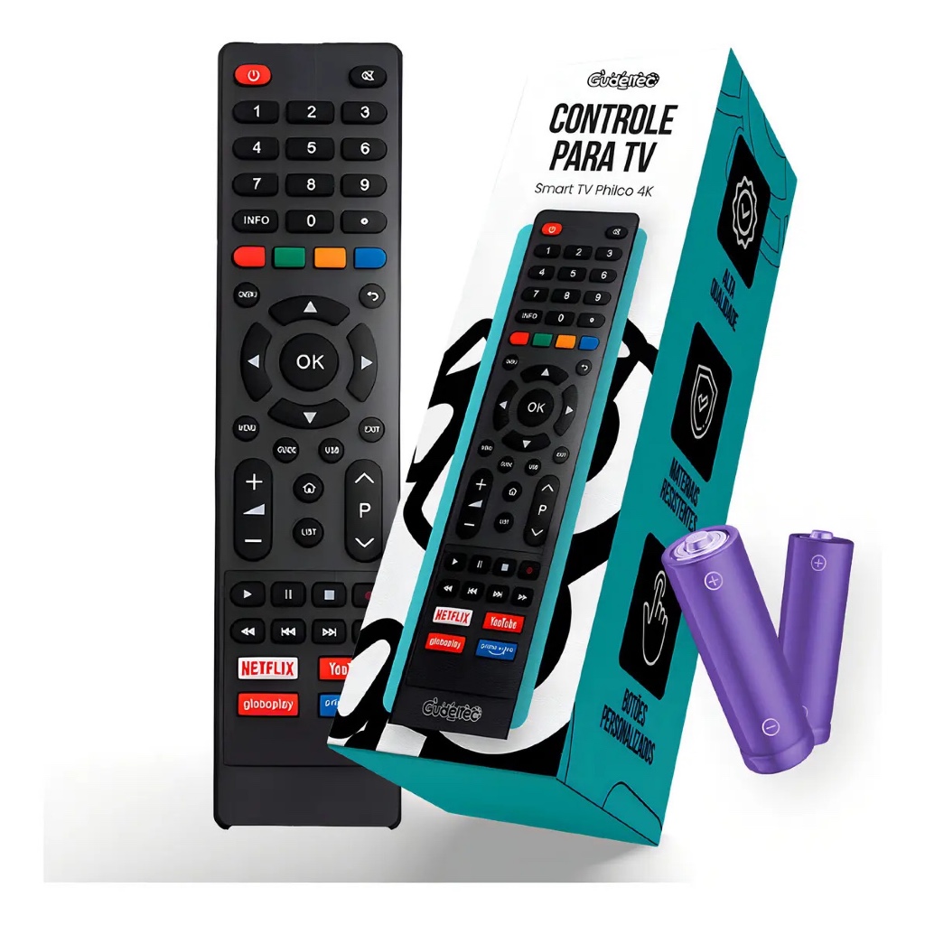 Controle Remoto Compatível Para Tv Philco Smart Teclas Netflix, Youtube, Globoplay E Prime Video