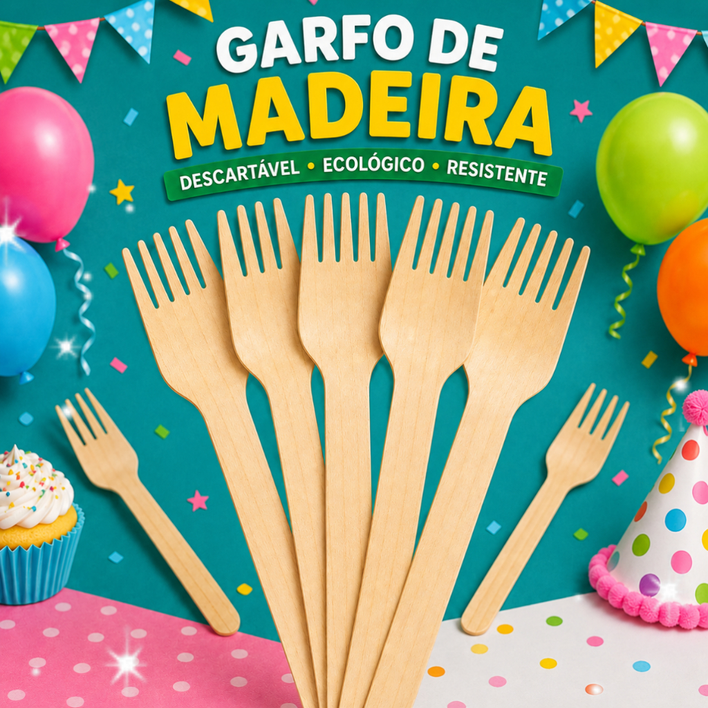 Garfos de Madeira Descartáveis Refeição Biodegradável 16cm Para Festas Bambu