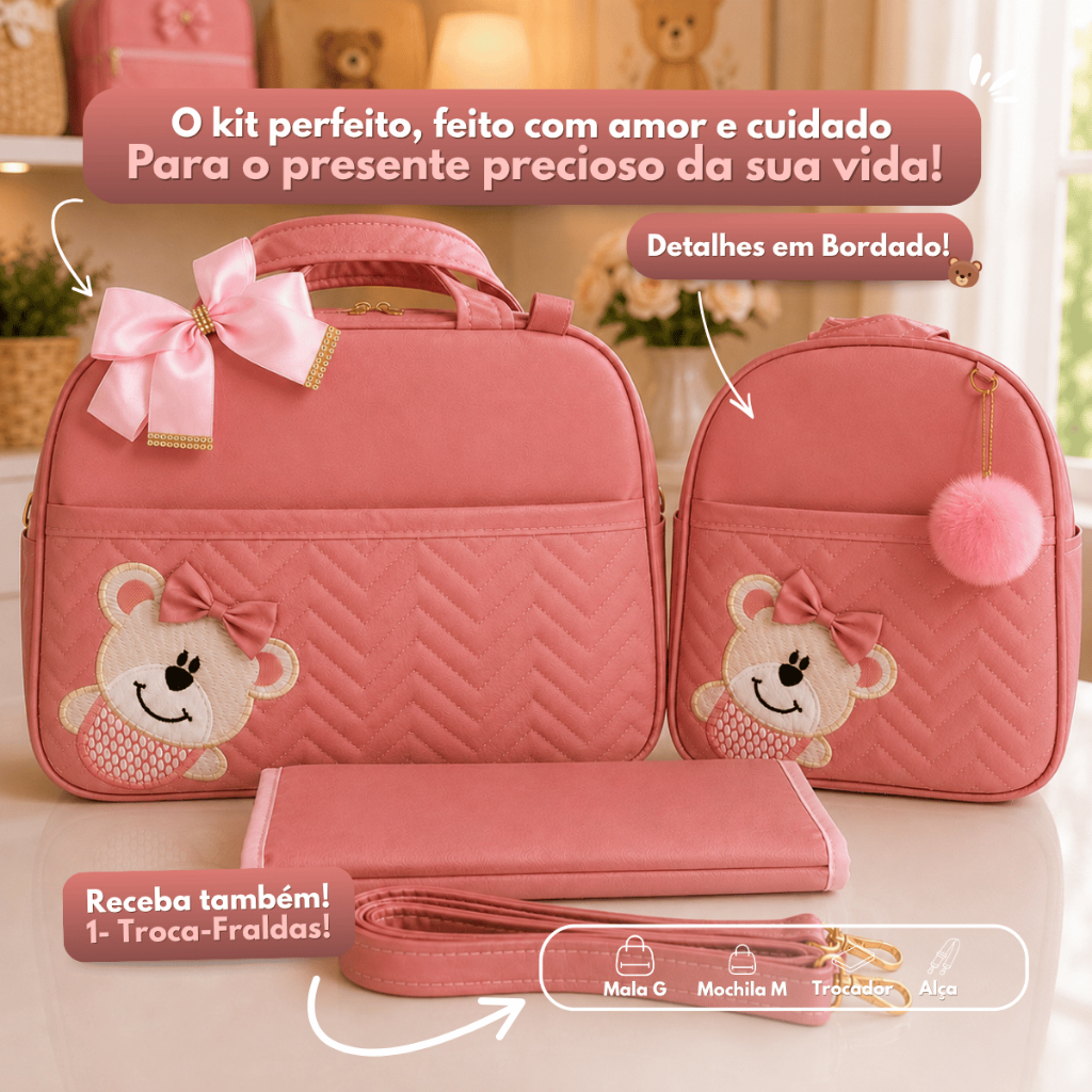 Kit Bolsa Maternidade 2 Feminino/Masculino com Mochila 2 em 1