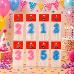 Vela Aniversário Decorativa Glitter Azul Rosa Estrela Números 1 a 9 para Bolos Festas Infantis