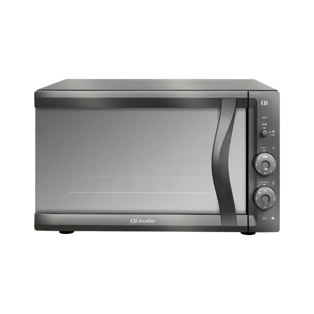 Forno Elétrico de Bancada Mueller 50 Litros Cinza Espelhado com Grill, Timer, Vidro Duplo e Controle de Temperatura