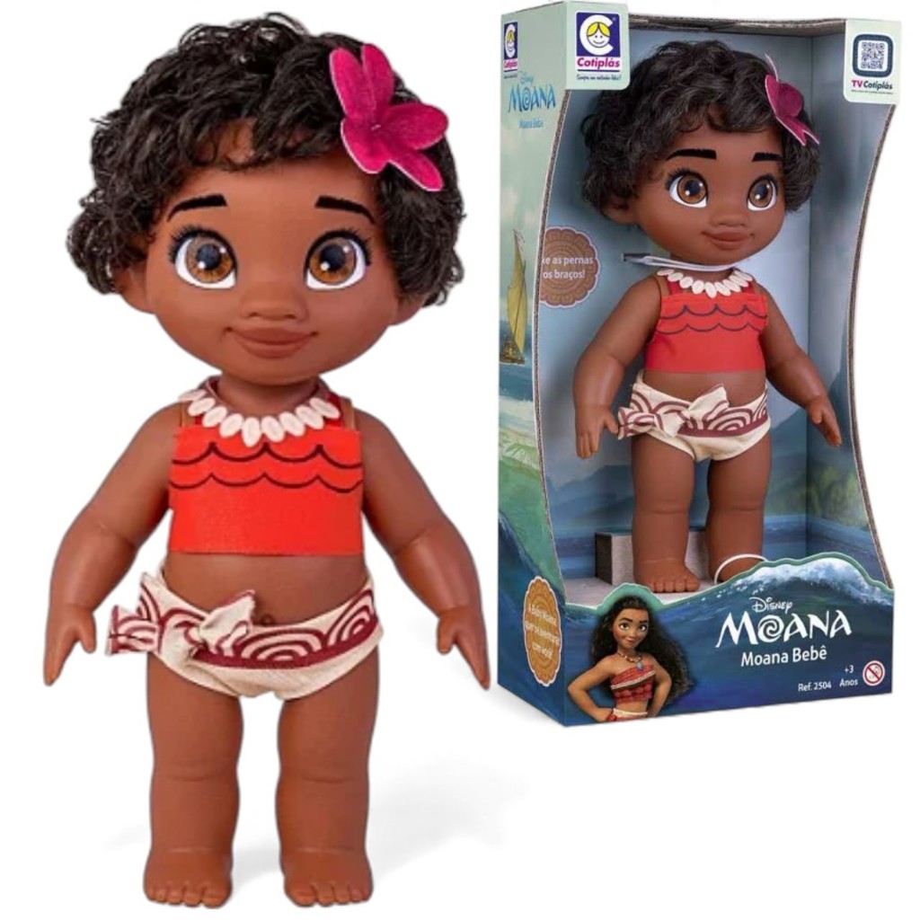 Moana Bebe Disney Criança Presente Praia Boneca Cabelinho