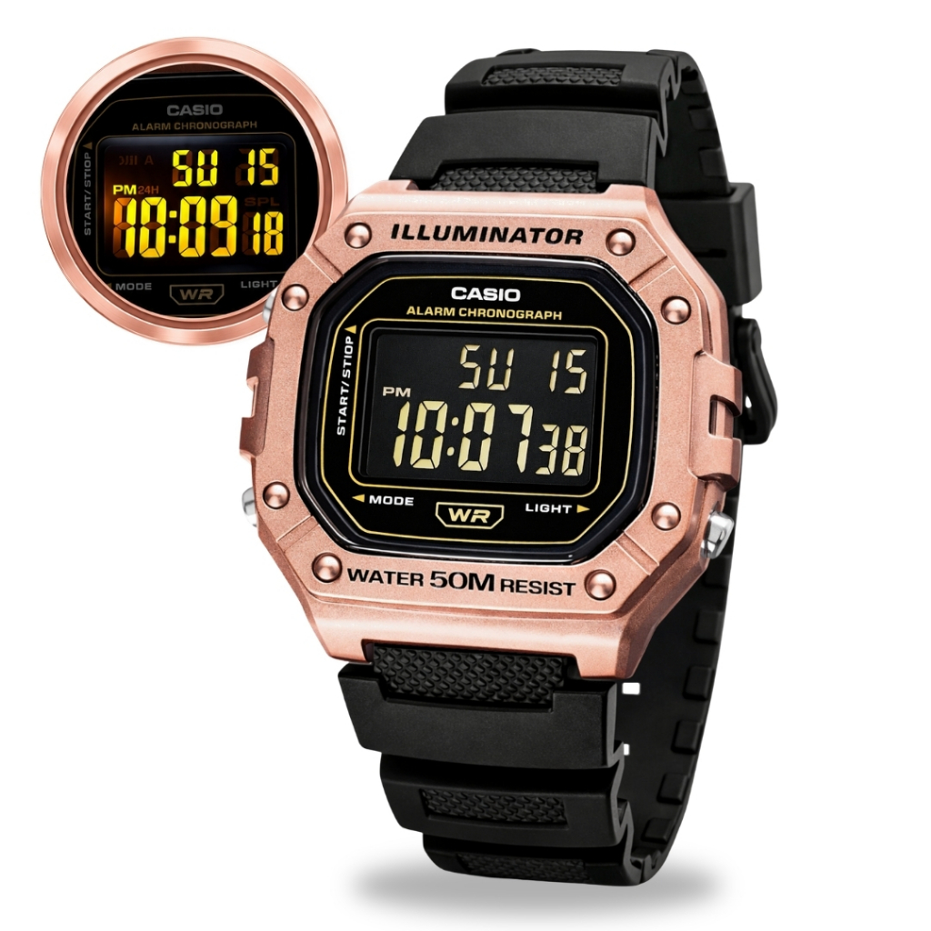 Relógio Casio Digital Quadrado Masculino e Feminino Preto Calendário Visor Noturno Prova D'água 50 Metros Original