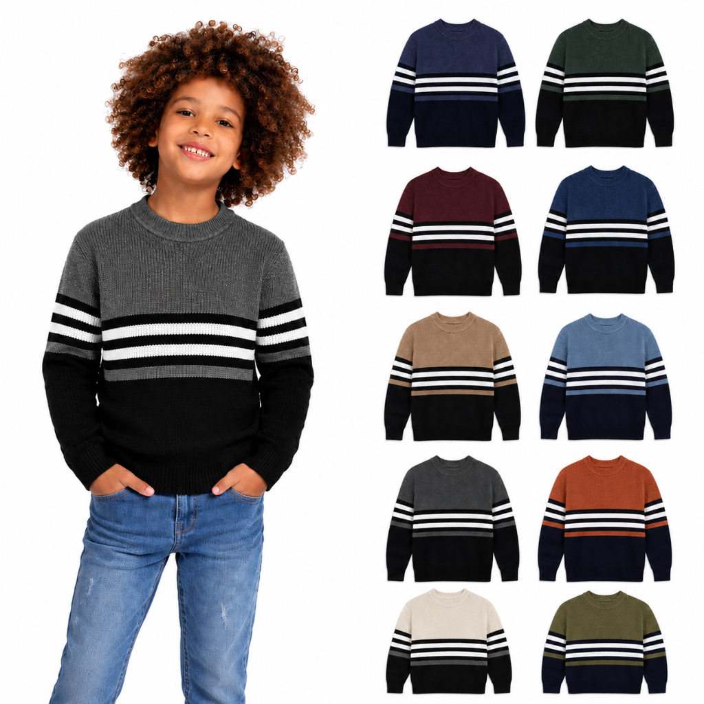 Kit 2 Suéter Infantil Tricô Menino Masculino Tam 1 ao 16 Anos Cores Sortidas Quentinho