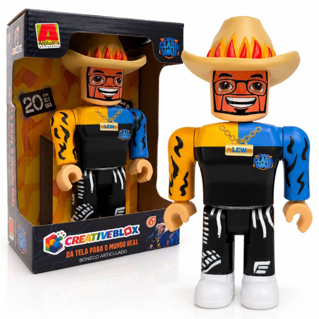 Boneco Luan Clash War 20cm Oficial Articulado CreativeBlox Gamer Youtuber Blox Royale