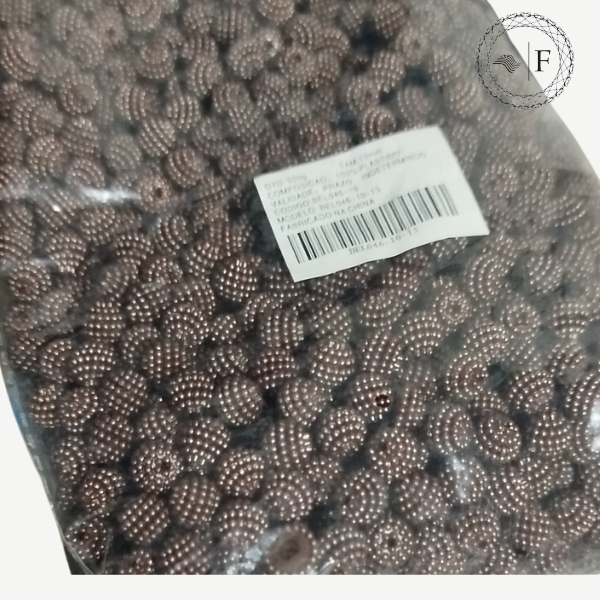 Pérola Craquelada pacote com 500gramas cor Marrom escuro tamanho 10mm