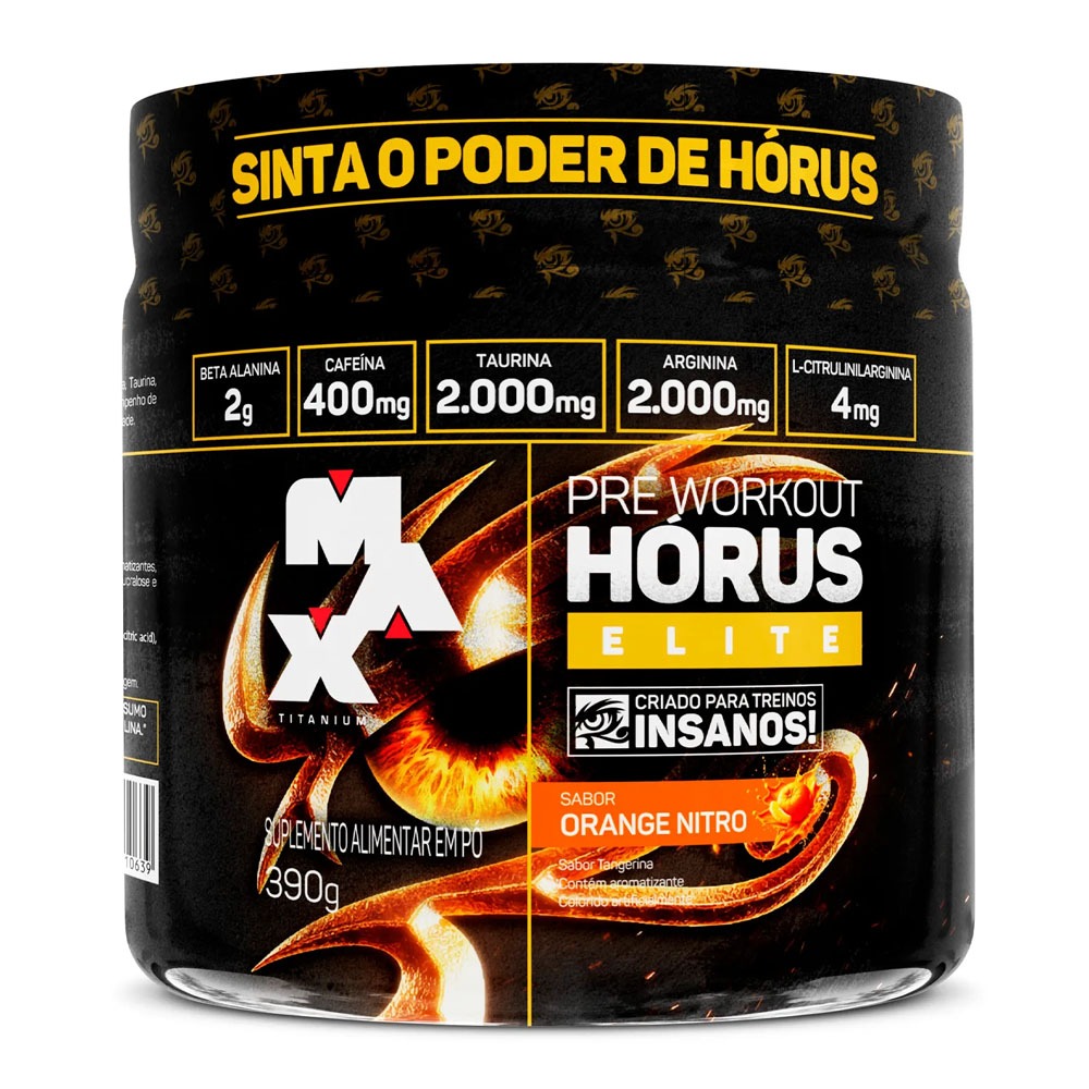 Pré Treino Hórus Elite 390g com 400mg de Cafeína - Max Titanium
