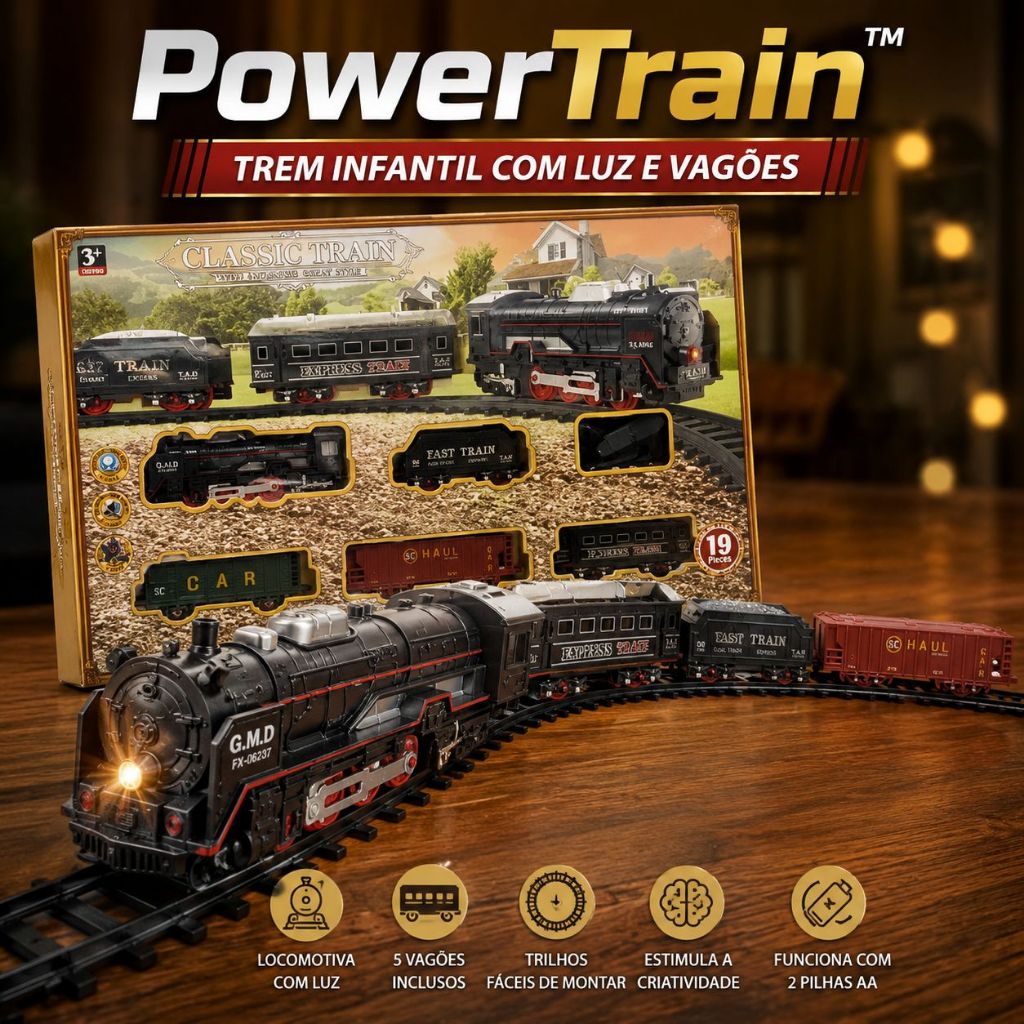 Trem Infantil Com Trilhos Luz Vagões Locomotiva Elétrica Criança Presente Divertido
