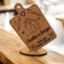 Lembrancinha MDF Personalizada para Casa Nova ou Chá de Panela – Com Suporte de Mesa (Mod.02)