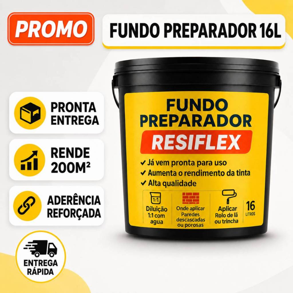 Fundo Preparador 16L Parede Reboco Gesso Selador Tinta Alta Aderência Profissional Antes Da Pintura