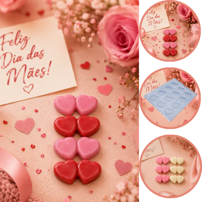 1~10 Forma Simples Coração Duplo 9946 em Acetato BWB Para Bombom e Doces de Chocolate e Confeitaria (CHOCO)