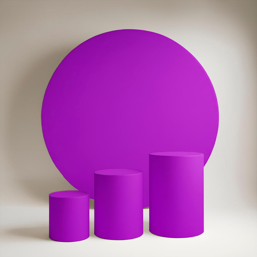 Kit Painel Redondo 1,5 m + Trio de Capas De Cilindro Pegue e monte roxo púrpura