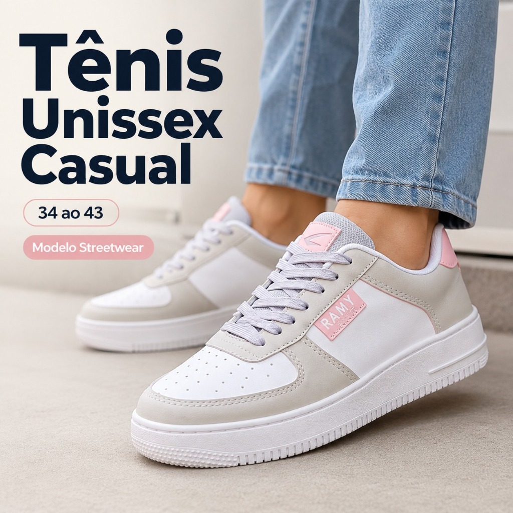 Tênis Feminino Masculino Casual Streetwear | Conforto e Estilo | Tamanhos 34 ao 43 Promoção